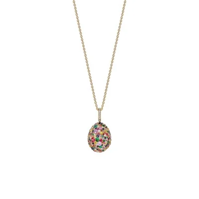Faberg&eacute; Emotion Yellow Gold & Multicoloured Gemstone Egg Pendant 624FP2055