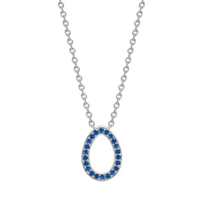 Faberg&eacute; Colours of Love White Gold Sapphire Sasha Egg Pendant Necklace 1552NE2782