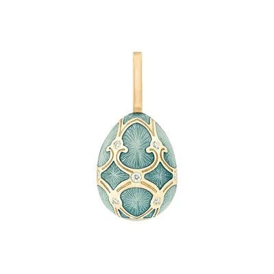 Faberg&eacute; Heritage Yellow Gold Diamond & Turquoise Guilloch&eacute; Enamel Egg Charm 701EC1357