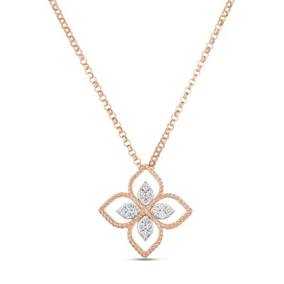 Roberto Coin Princess Flower 0.18ct Diamond Pendant Necklace