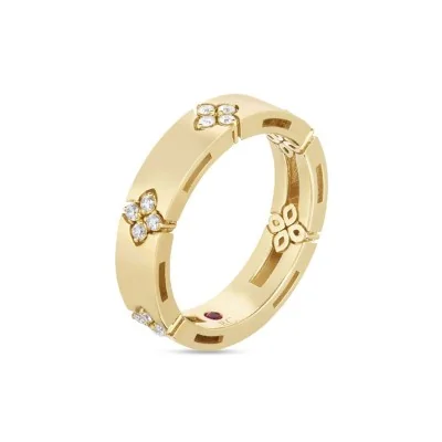 Roberto Coin 18ct Gold Love in Verona 0.18ct Diamond 4.5mm Ring