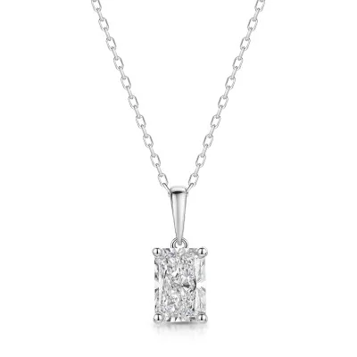 18ct White Gold Radiant Cut 2.00ct Lab Grown Diamond Pendant