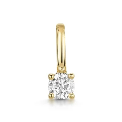 9ct Yellow Gold Round Brilliant Lab Grown Diamond Solitaire Pendant Charm