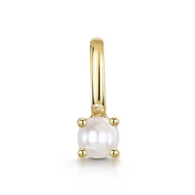9ct Yellow Gold Round Brilliant Pearl Solitaire Pendant Charm