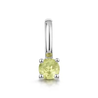 9ct White Gold Round Brilliant Peridot Solitaire Pendant Charm