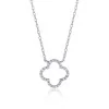 9ct White Gold Round Brilliant Cut 0.13ct Diamond Clover Necklet