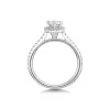 Platinum Lab Grown 0.75ct Pear Diamond Halo Shoulders Ring