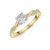 18ct Yellow Gold Round Brilliant 0.60ct Diamond Twist Ring with Diamond Set Shoulders