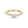18ct Yellow Gold Princess Cut 0.40ct Diamond Solitaire Ring with Diamond Set Shoulders