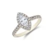 18ct Yellow Gold Marquise Cut 0.90ct Diamond Halo Solitaire Ring