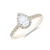 18ct Yellow Gold Pear Cut 0.75ct Diamond Halo Solitaire Ring