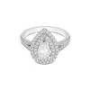 Platinum Pear Cut 0.75ct Diamond Halo Solitaire Ring