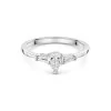 Platinum Pear Cut 0.40ct Diamond Solitaire Ring with Halo and Baguette Cut Shoulders