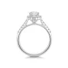 Platinum Pear Cut 0.75ct Diamond Halo Ring with Diamond Shoulders