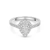 Platinum Pear Cut 0.75ct Diamond Halo Ring with Diamond Shoulders