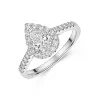 Platinum Pear Cut 0.75ct Diamond Halo Ring with Diamond Shoulders