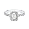 Platinum 0.50ct Emerald Cut Diamond Solitiare with Halo and Shoulders