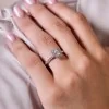 Platinum 0.50ct Emerald Cut Diamond Solitiare with Halo and Shoulders