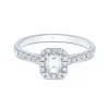 Platinum Emerald Cut 0.60ct Diamond Halo Solitaire Ring