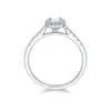 Platinum Emerald Cut 0.60ct Diamond Halo Solitaire Ring