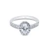 Platinum Oval Cut 0.75ct Diamond Halo Ring