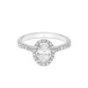 Platinum 0.75ct Oval Halo Diamond Solitaire with Pave Set Shoulders