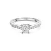 Platinum Radiant 0.50ct Diamond Solitaire Ring with Claw Set Shoulders
