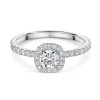 18ct White Gold Round Brilliant Cut 1ct Diamond Halo Solitaire Ring