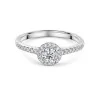 9ct White Gold Round Brilliant 0.50ct Diamond Halo Solitaire Ring