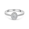 9ct White Gold Oval Cut 0.50ct Diamond Halo Solitaire Ring