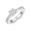 Platinum Round Brilliant 0.75ct Diamond Tulip Set Ring with Channel Set Shoulders