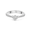 Platinum Round Brilliant 0.40ct Diamond Compass Set Solitaire Ring with Claw Set Shoulders