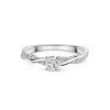 Platinum Round Brilliant Twist 0.33ct Diamond Solitaire Ring with Claw Set Shoulders