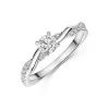 Platinum Round Brilliant Twist 0.33ct Diamond Solitaire Ring with Claw Set Shoulders