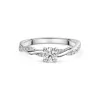 Platinum Round Brilliant Twist 0.50ct Diamond Solitaire Ring with Claw Set Shoulders