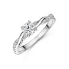 Platinum Round Brilliant Twist 0.50ct Diamond Solitaire Ring with Claw Set Shoulders