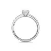Platinum Round Brilliant Cross Over 0.75ct Diamond Solitaire Ring with Diamond Set Shoulders