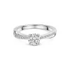 Platinum Round Brilliant Cross Over 0.75ct Diamond Solitaire Ring with Diamond Set Shoulders