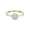 18ct Yellow Gold Round Brilliant 0.25ct Diamond Solitaire Ring with Diamond Halo and Shoulders