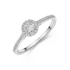 Platinum Round Brilliant 0.25ct Diamond Halo and Diamond Shoulders Ring