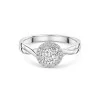 Platinum Round Brilliant 0.75ct Diamond Solitaire Ring with Diamond Halo