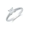 Platinum Princess Cut 0.50ct Diamond V-Shape Solitaire Ring with Diamond Accent