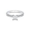 Platinum Princess Cut 0.50ct Diamond V-Shape Solitaire Ring with Diamond Accent