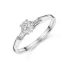 Platinum Oval Cut 0.40ct Diamond Ring with Baguette Shoulders
