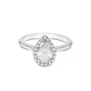 Platinum Pear Cut 0.75ct Diamond Halo Solitaire Ring