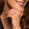 Platinum 'Princess' Brilliant Cut 0.60ct Diamond Halo Solitaire Ring
