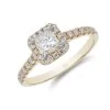 18ct Yellow Gold Princess Cut 0.80ct Diamond Halo Solitaire Ring