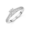 Platinum Round Brilliant 0.75ct Diamond Ring with Pave Set Shoulders