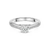 Platinum Round Brilliant 0.75ct Diamond Ring with Pave Set Shoulders
