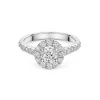 Platinum Round Brilliant 0.75ct Diamond Halo Ring with Diamond Shoulders